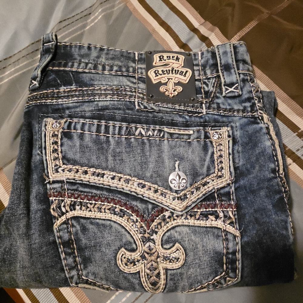 New With Tags, Mens Rock Rivival Jeans. Sz 42×34